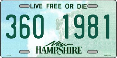 NH license plate 3601981