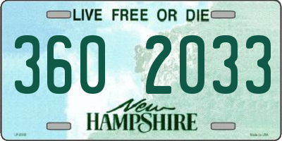 NH license plate 3602033
