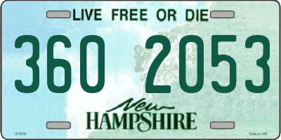 NH license plate 3602053