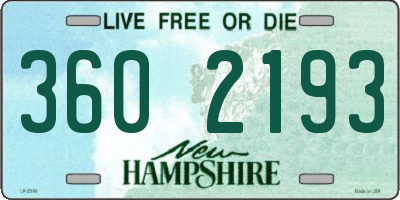 NH license plate 3602193
