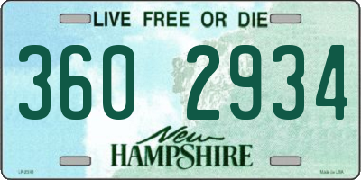 NH license plate 3602934