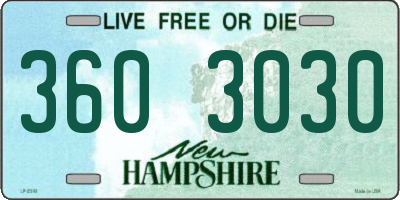NH license plate 3603030