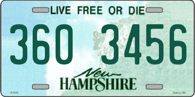 NH license plate 3603456