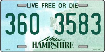 NH license plate 3603583