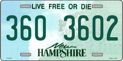 NH license plate 3603602