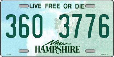 NH license plate 3603776