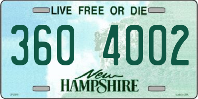 NH license plate 3604002
