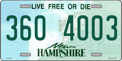 NH license plate 3604003