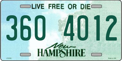 NH license plate 3604012