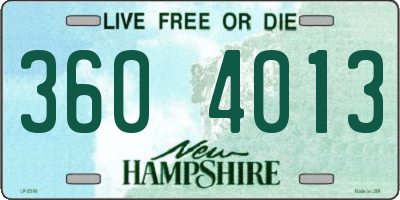 NH license plate 3604013