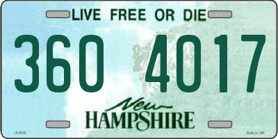 NH license plate 3604017