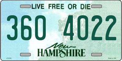 NH license plate 3604022