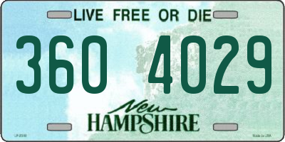 NH license plate 3604029