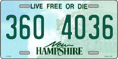 NH license plate 3604036