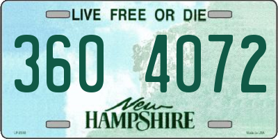 NH license plate 3604072