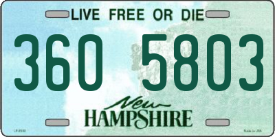 NH license plate 3605803