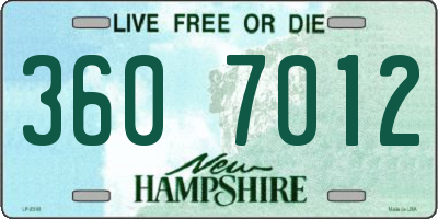 NH license plate 3607012