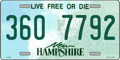 NH license plate 3607792