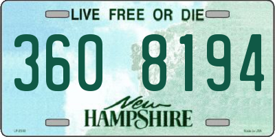 NH license plate 3608194