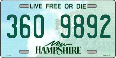 NH license plate 3609892