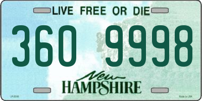 NH license plate 3609998