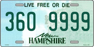 NH license plate 3609999