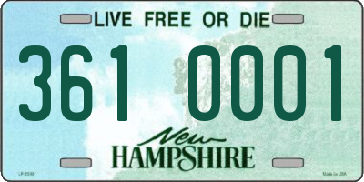 NH license plate 3610001