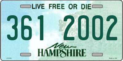 NH license plate 3612002