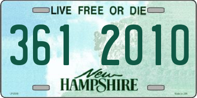 NH license plate 3612010