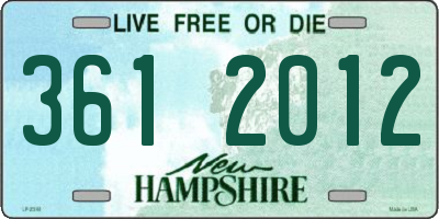 NH license plate 3612012