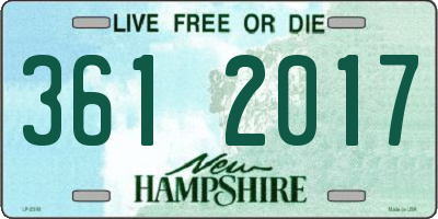 NH license plate 3612017