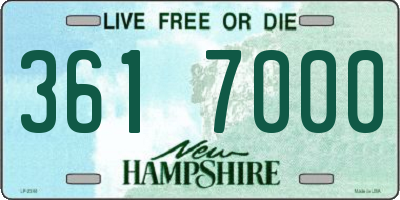 NH license plate 3617000