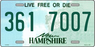 NH license plate 3617007