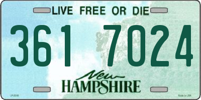 NH license plate 3617024