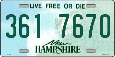 NH license plate 3617670