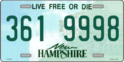 NH license plate 3619998