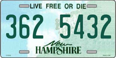 NH license plate 3625432