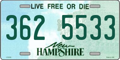 NH license plate 3625533