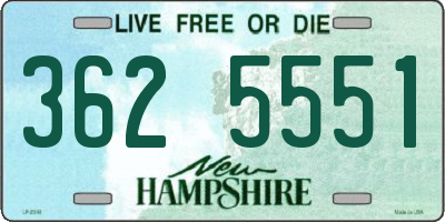 NH license plate 3625551