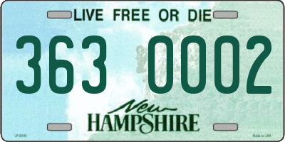 NH license plate 3630002
