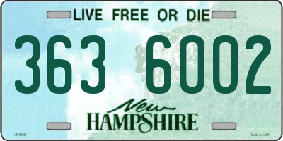 NH license plate 3636002
