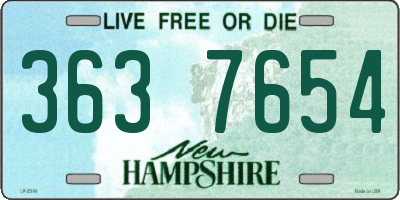 NH license plate 3637654