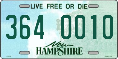NH license plate 3640010