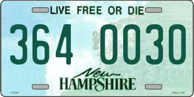 NH license plate 3640030