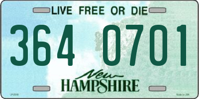 NH license plate 3640701