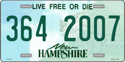 NH license plate 3642007