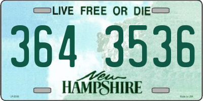 NH license plate 3643536