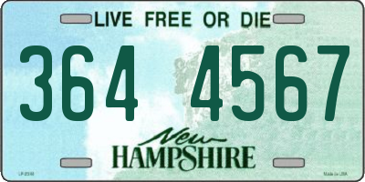 NH license plate 3644567