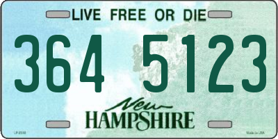 NH license plate 3645123