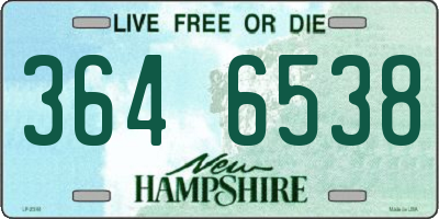 NH license plate 3646538